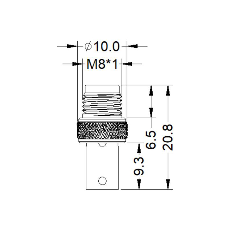M8 8pins A code male moldable connector with shielded,brass with nickel plated screw